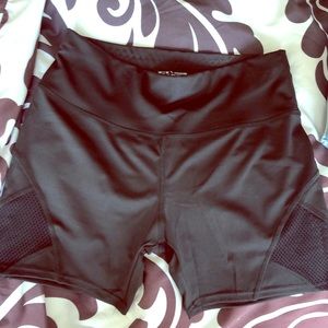Black Bike Shorts with Mesh Sides